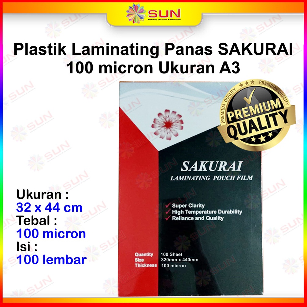 

Plastik Laminating A3 Sakurai GKTech Laminasi Panas Hot Laminating 1 mikron h J3Z3