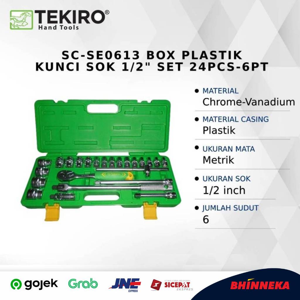 TEKIRO SC-SE0613 Box Plastik Kunci Sok 1/2" Set 24PCS-6PT