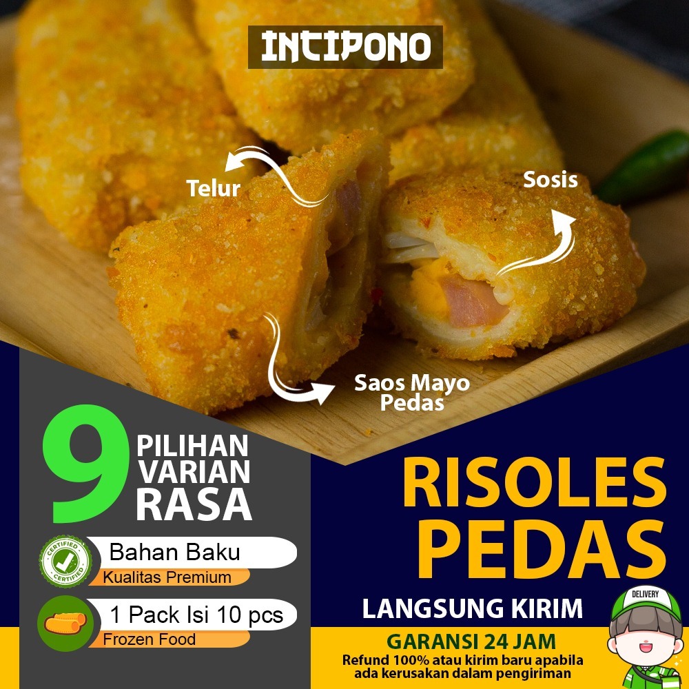 Incipono Risoles Pedas Telur Sosis Rasa Saos Mayo Pedas Isi 10 Frozen Food Premium Hotel