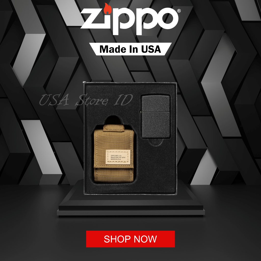 Zippo Tactical Pouch and Black Crackle® Windproof Lighter Gift Set 49401 Original Made In USA