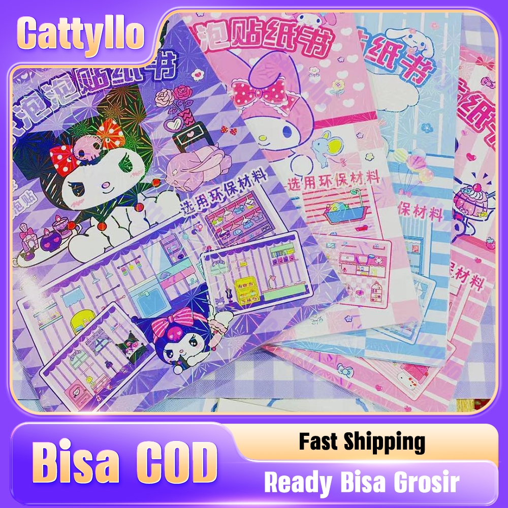 

Mainan Stiker Sanrio Quiet Book DIY Mainan Puzzle Edukasi Anak Buatan Tangan Bahan Kertas Lapis Tebal