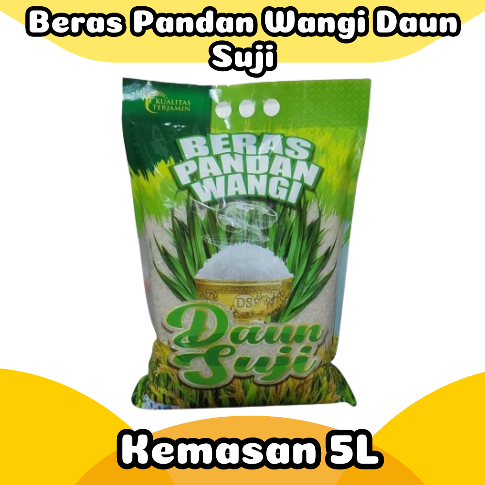 

Beras Pulen Pandan Wangi Daun Suji Kemasan 5L