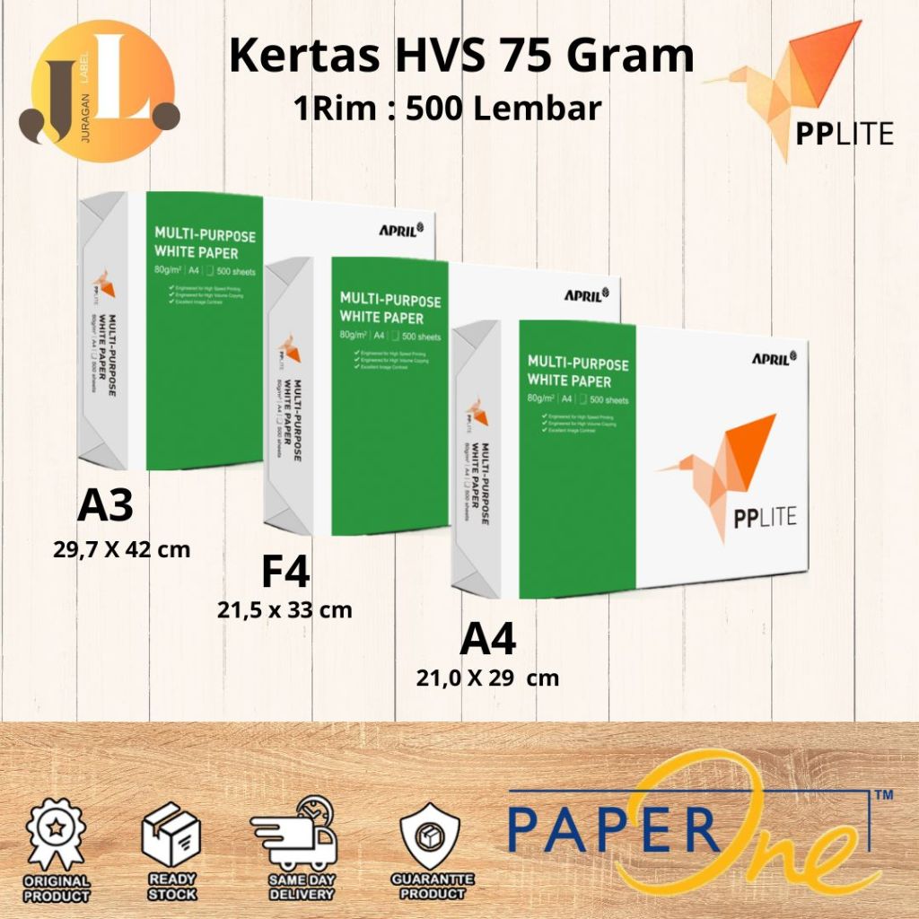 

PPLite 75Gr A4 | F4 | A3 Kertas HVS 1 Rim (500 Lembar)