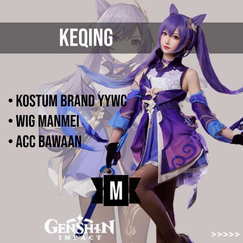 rental kostum keqing genshin impact size M wig manmei
