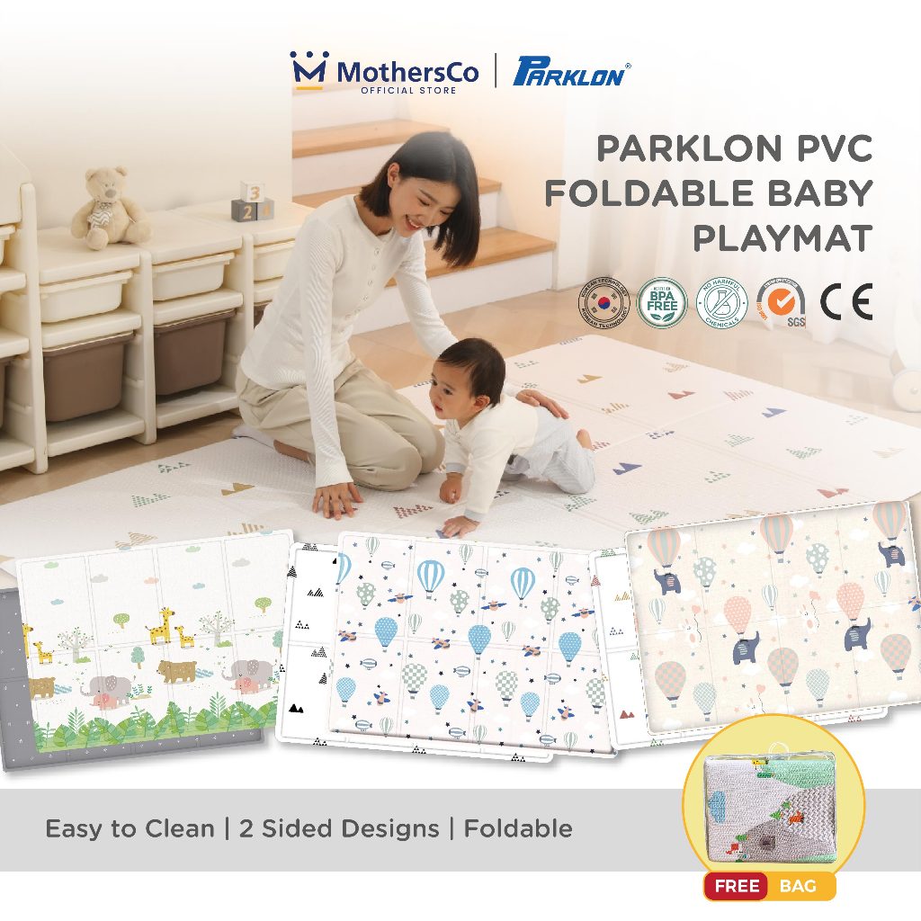 Parklon PVC Fold Playmat 130x190/140x230 cm Double Side | Playmat Lipat | Matras Karpet Lantai Bayi 