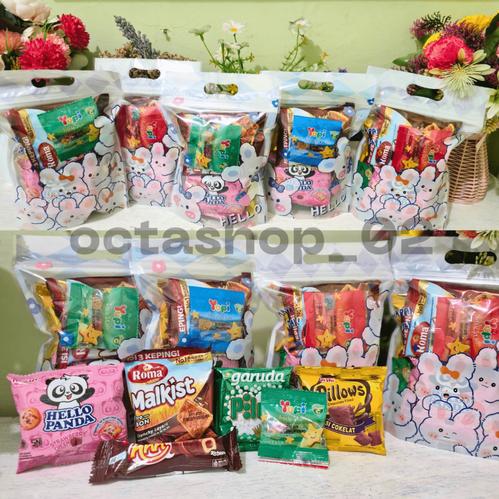 

BUY 38 FREE 1, Paket Snack ulang tahun kemasan ziplock//Hampers snack//Gift Snack Kemasan ziplock lucu