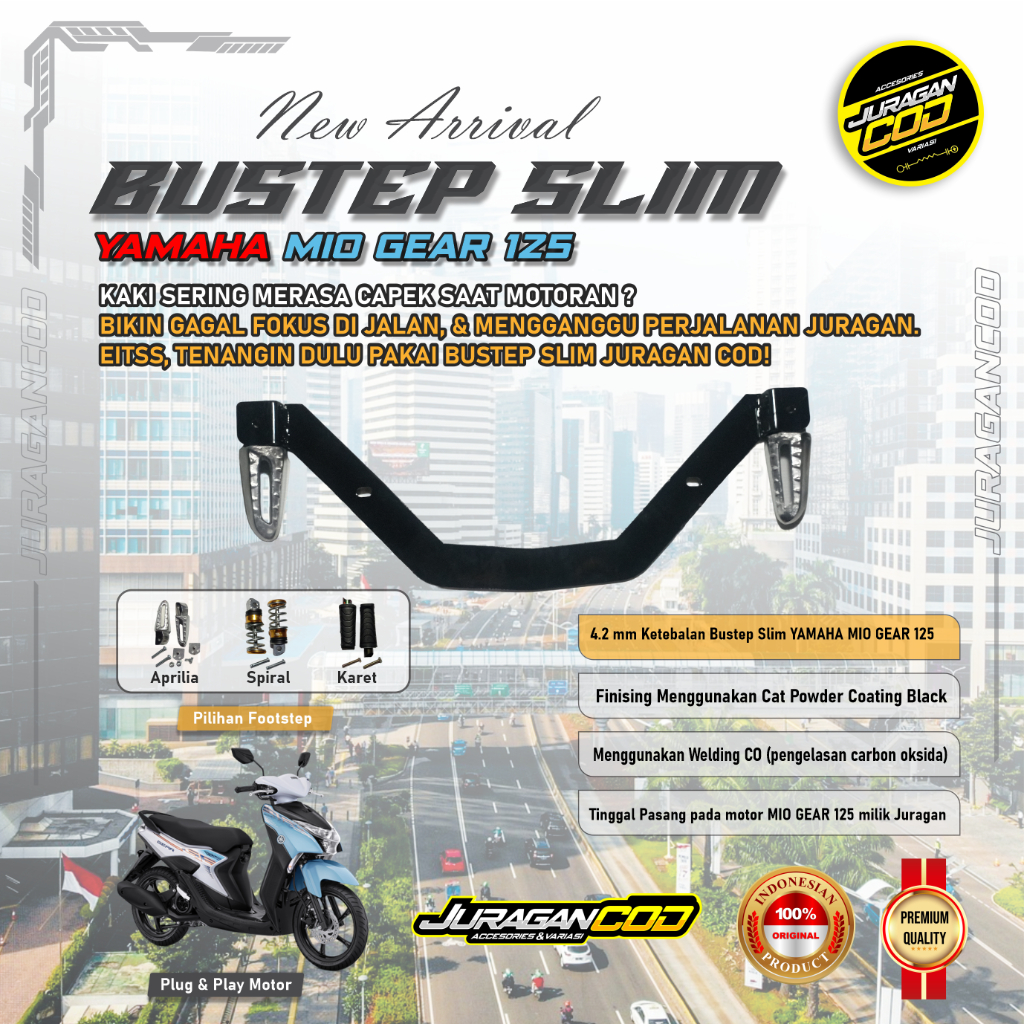 Pijakan kaki Footstep Motor Yamaha Mio Gear S 125cc 2020-2025 postep slim flatbar fullset (COD)