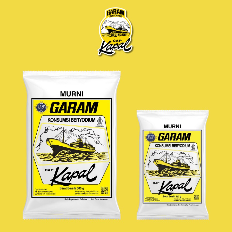 

Garam Cap Kapal (Satuan / Eceran) 500 Gram / 250 Gram Garam Dapur Halus Beryodium Yodium Salt Garam Murni 500Gram 500G 250Gram 250G