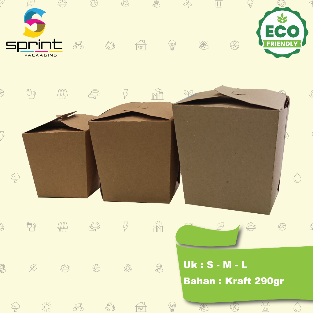 Food Pail Rice Box S, M, L Bahan Kraft 290gr Laminasi Model Kuncian