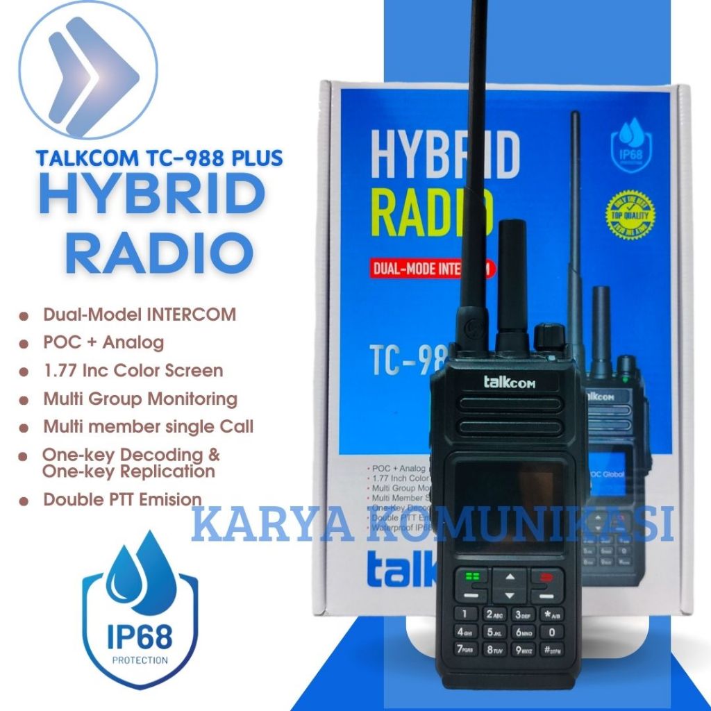 HT POC TALKCOM TC-988PLUS HYBRID RADIO FREQUENSI VHF/UHF