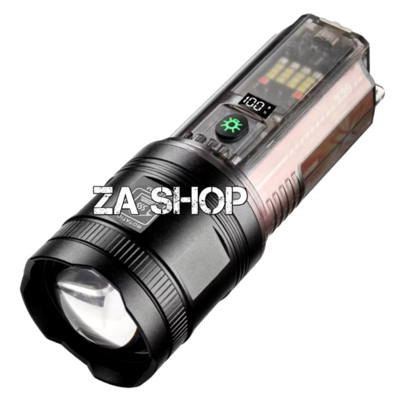 Senter Transparan Jumbo  Zoom LED Laser X39 Solar Panel 7 Mode