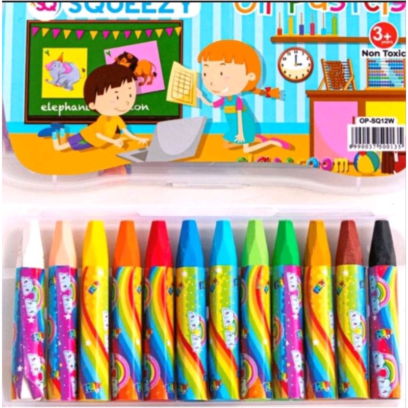 

(12 warna) oil pastel 12 warna Squeezy/crayon squeezy/oil pastel murah