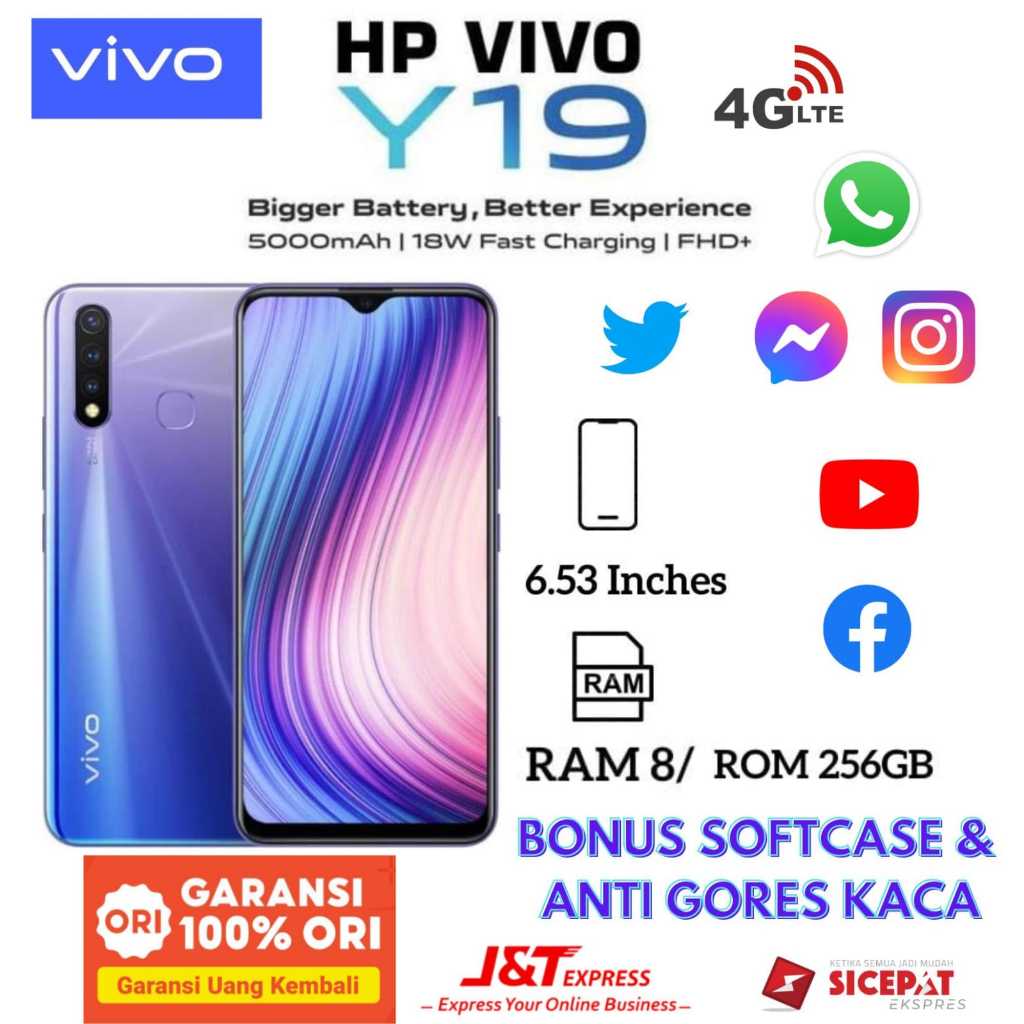 HP VIVO Y19 RAM 8/256 GB GARANSI 1 TAHUN