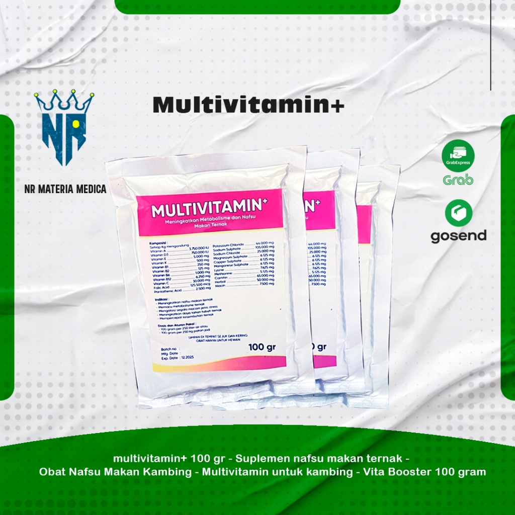 multivitamin+ 100 gr - Suplemen nafsu makan ternak - Obat Nafsu Makan Kambing - Multivitamin untuk k
