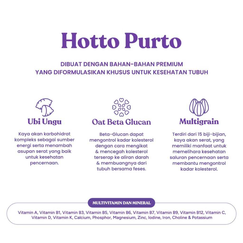 

RK60 Hotto Purto 1 Pouch 2 Pouch Multigrain With Purple Potato Original Oat Ubi Ungu Sweet Potato