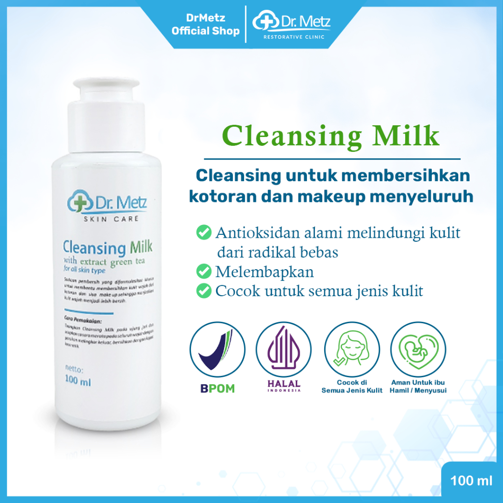 Dr Metz Skincare Cleansing Milk Extract Green Tea 100 ML - Double Cleansing  Non Comedogenic