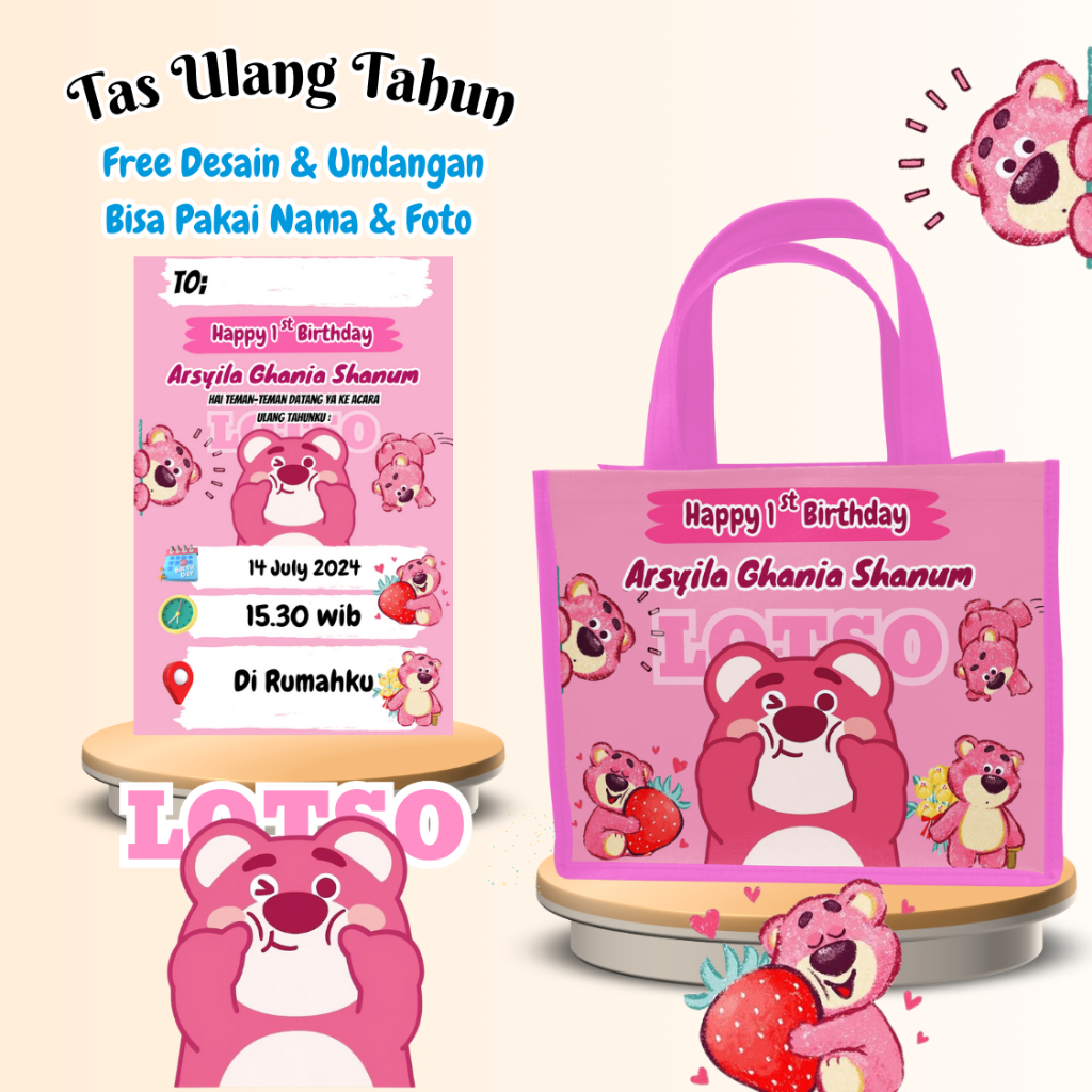 

50 Pcs Tas & Free Undangan Anak Ulang Tahun Custom Desain Muat Kfc Snack