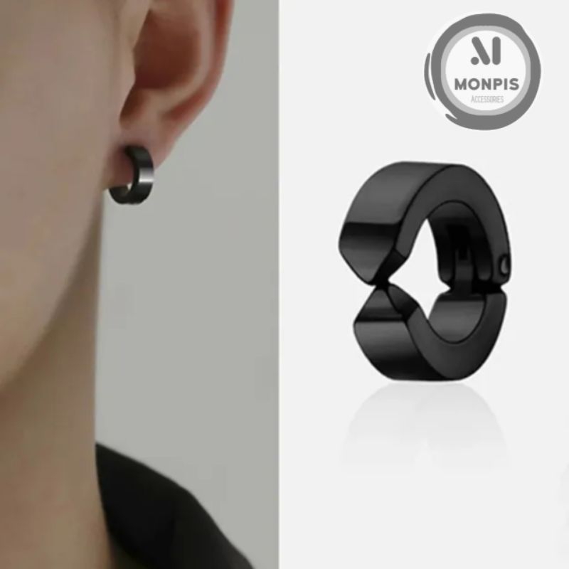 Anting pria Anting jepit Anting fake Anting tanpa tindik Anting hitam