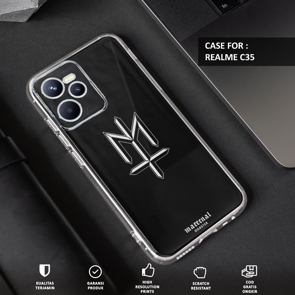 Case REALME C35 - Casing REALME C35 Motif BRAND - Softcase Premium Fourside - Bening Transparant - S