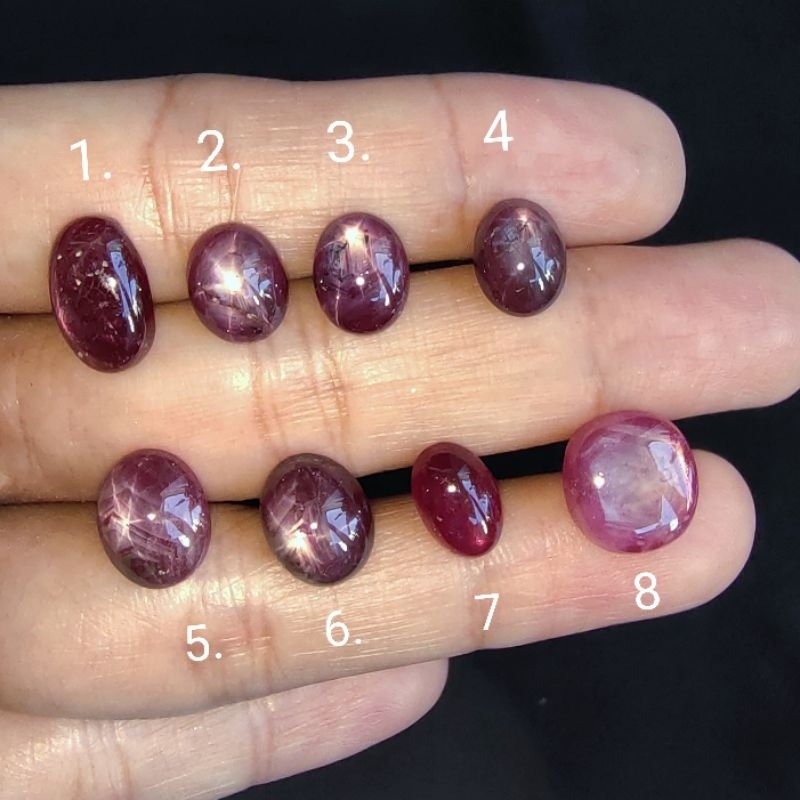 Natural Ruby Star Merah Keunguan (D) / merah daging oval polos