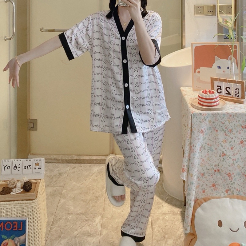 (READY) Piyama Satin Victoria Putih Baju Tidur  Satin Premium Kancing Elegant Design Mewah Premium B