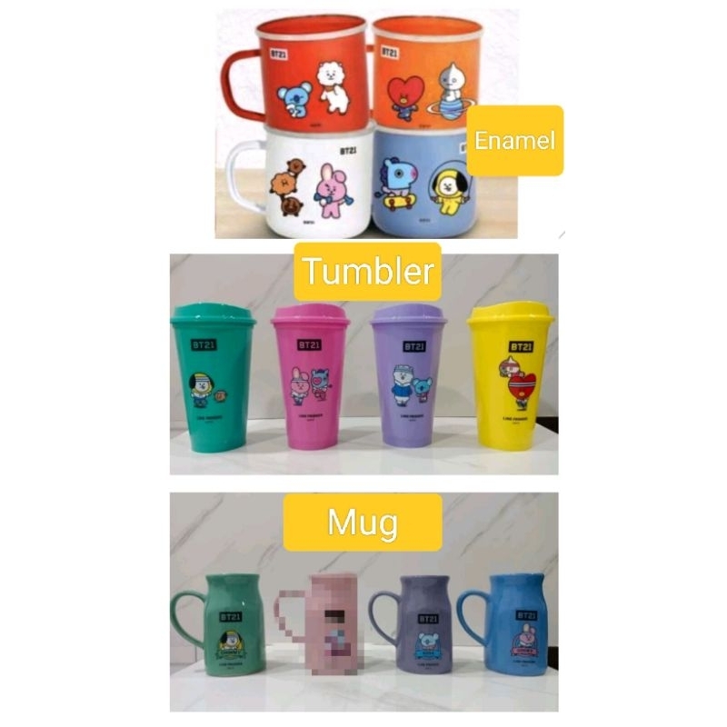 Gelas BT21 Mug BT21 Gelas Enamel BT21 Tumbler BT21 Mug karakter BTS  Mug BTS Tumbler karakter BTS Tu