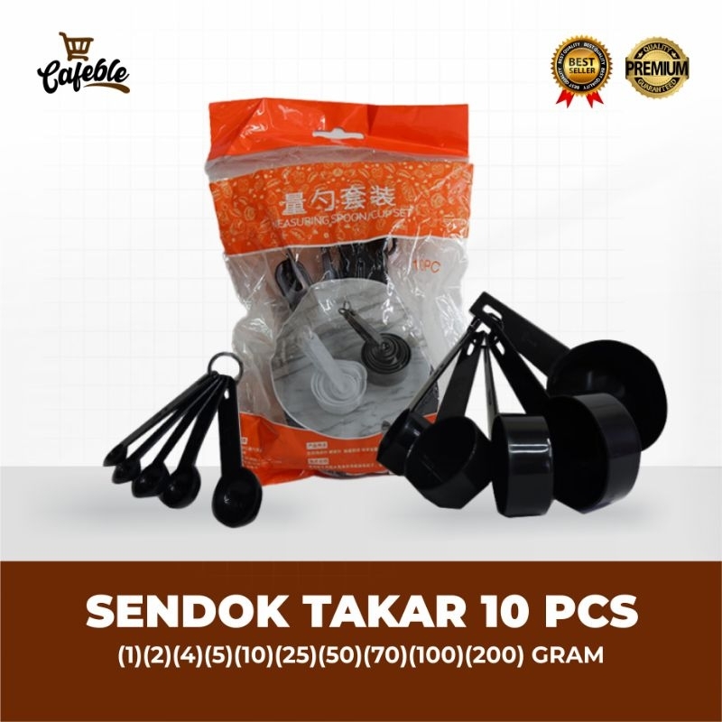 Sendok Takar Ukur Measuring Spoon Set 10 in 1 Warna Hitam