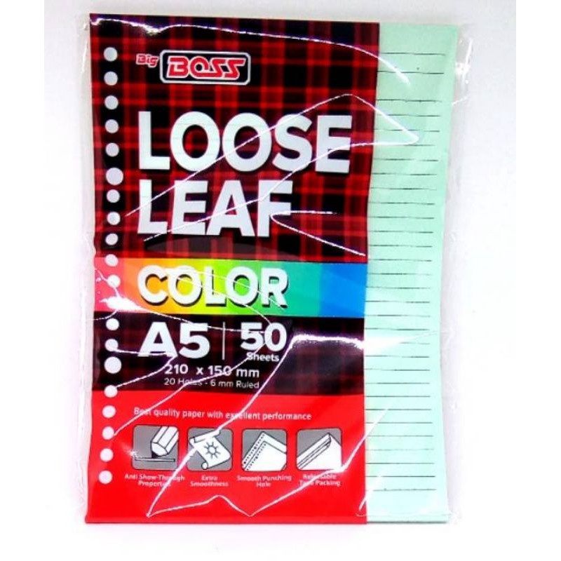 

PRODUCT IMPOR Loose LeafKertas File Big Boss Ukuran A5 Isi 5 Lembar Binder File Warna Campur