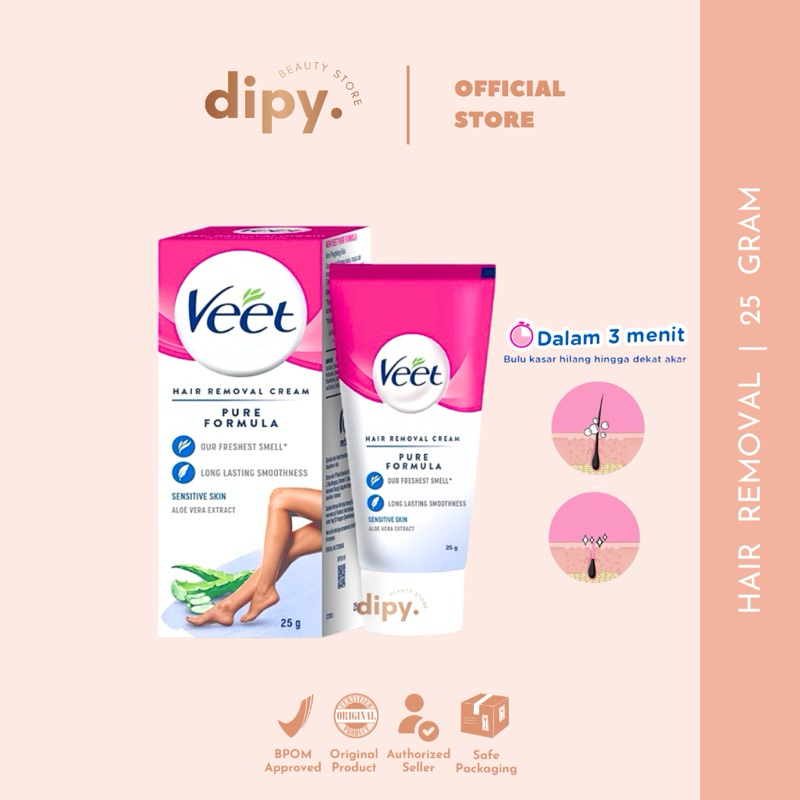 VEET - Hair Removal Cream 25 gr Pure Formula Waxing Kit Cream Perontok Pencabut Penghilang Penghamba