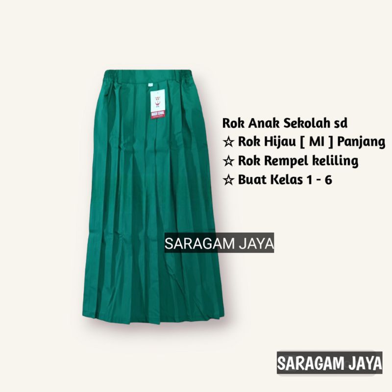 Rok sekolah mi hijau panjang,Seragam sekolah sd,Rok anak  sd