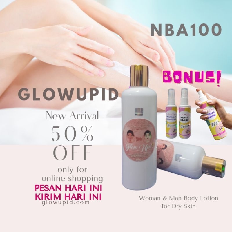 PEMUTIH KULIT BADAN DAN MUKA PERMANEN BPOM GLOWUPID 250ML BONUS DEODORANT SPRAY 60ML