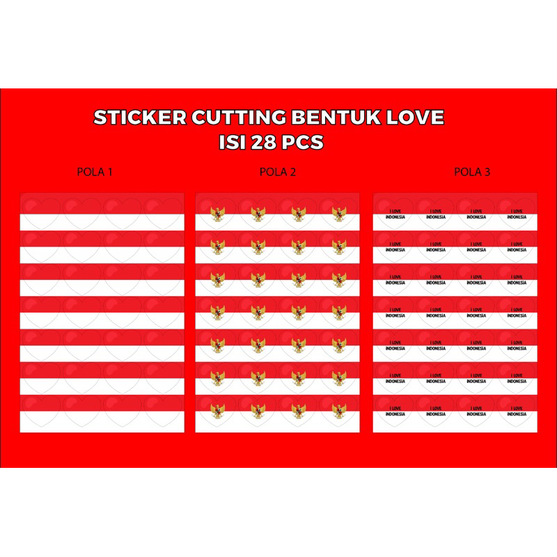 

Sticker Merah Putih Bentuk Love Lembaran isi 28 pcs