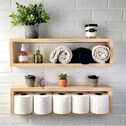 Rak Dinding Persegi Panjang Kotak Hiasan Dinding Kayu | Hiasan Kamar Ruang Tamu Minimalis | Time