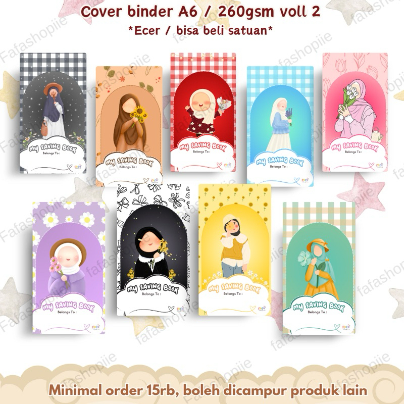 

Cover Binder A6 super cute Tebal|Kertas Budgeting|Kertas Menabung A6| loose leaf 200gsm 6 hole