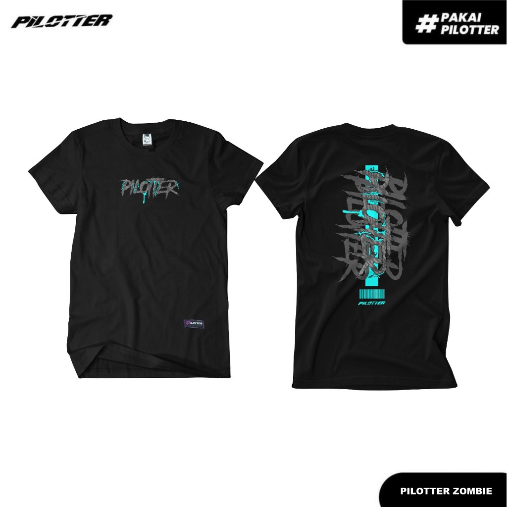 KAOS PILOTTER ZOMBIE WHITE ORIGINAL FREE STIKER KAOS PILOTER ORIGINAL FREE STIKER KAOS UNISEX