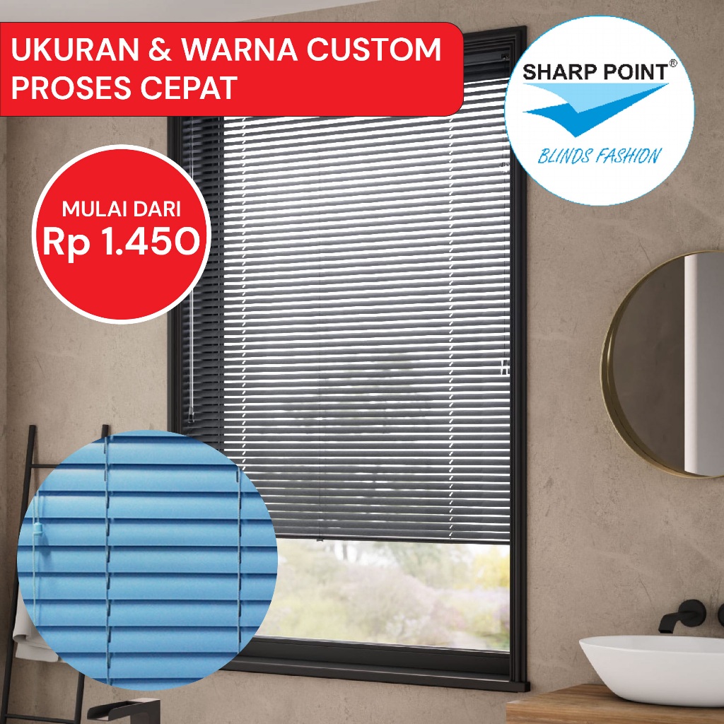Horizontal Venetian Blind Alumunium 25mm Blinds Tirai Jendela Kantor Kamar Minimalis Sharppoint