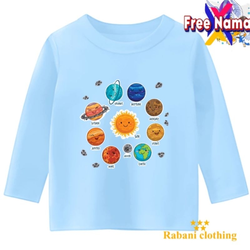 baju planet tata surya kaos anak lengan panjang