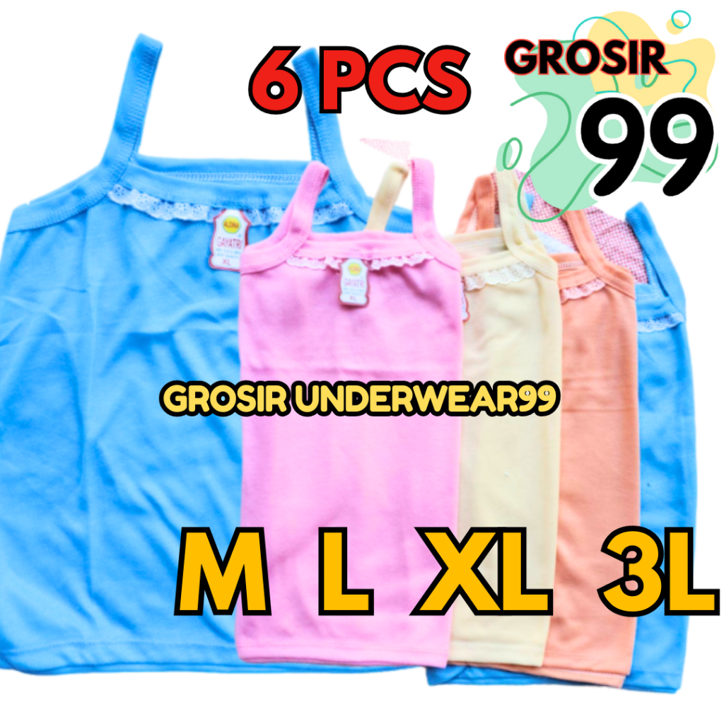 6 Pcs Kaos Dalam Cewek - Singlet Anak dan Remaja Perempuan Renda GROSIR99