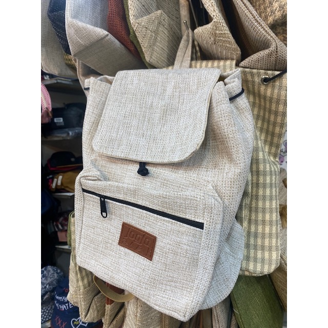 tas ransel wanita bahan kain goni