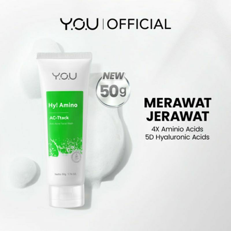 You Hy Amino Ac-Ttack 50g Facialwash Anti Jerawat You Sabun Cuci Muka Hijau Acne Hijau Menenangkan K