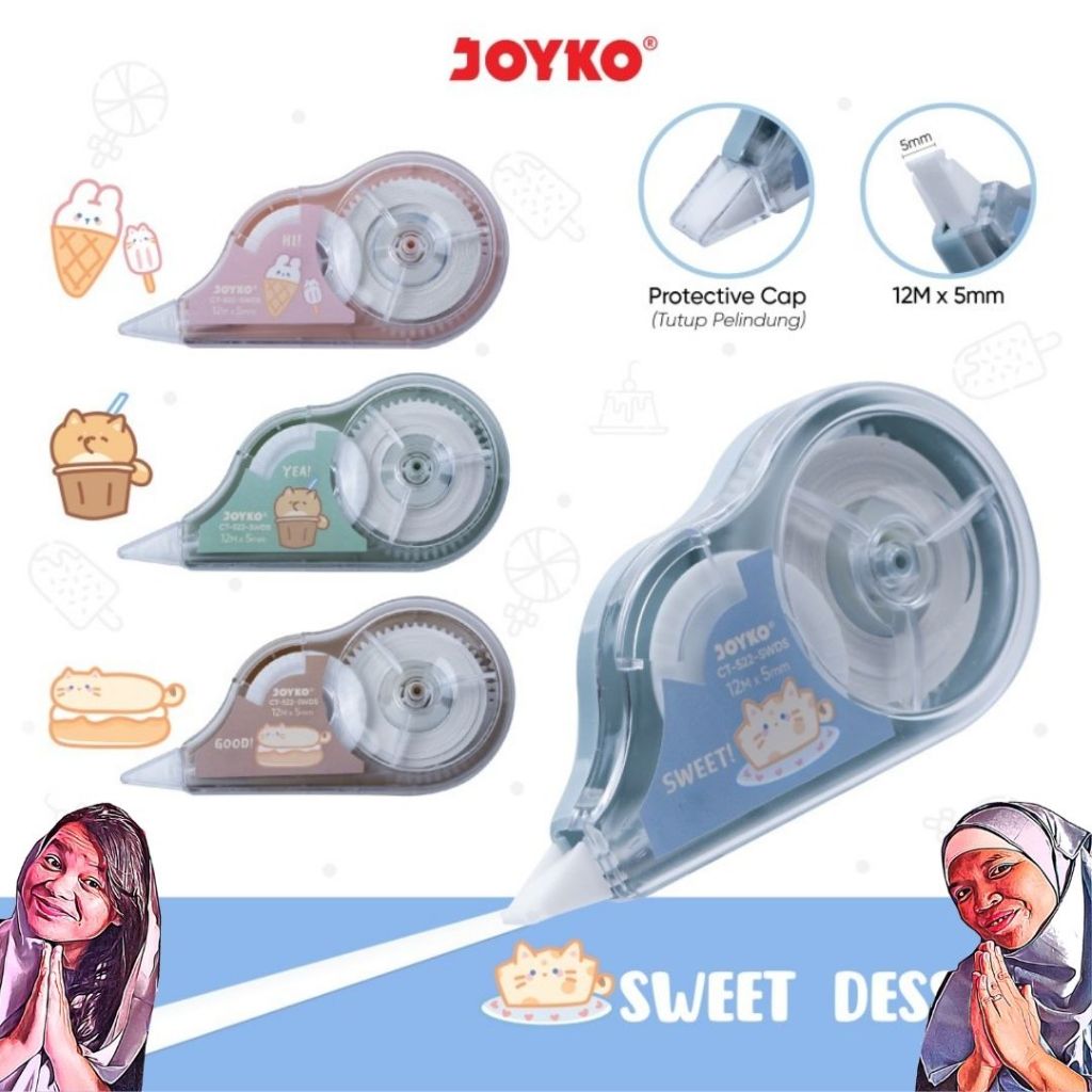 

Tip Ex Joyko Correction Tape CT-522 Sweet Dessert 12 meter - Correction Tape