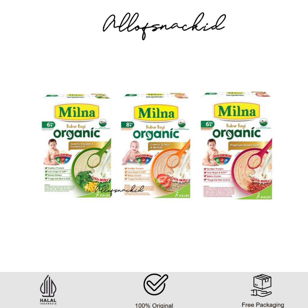 MILNA - Bubur Bayi Organic - Bubur Bayi Organik 6+ 8+ bulan - Bubur MPASI