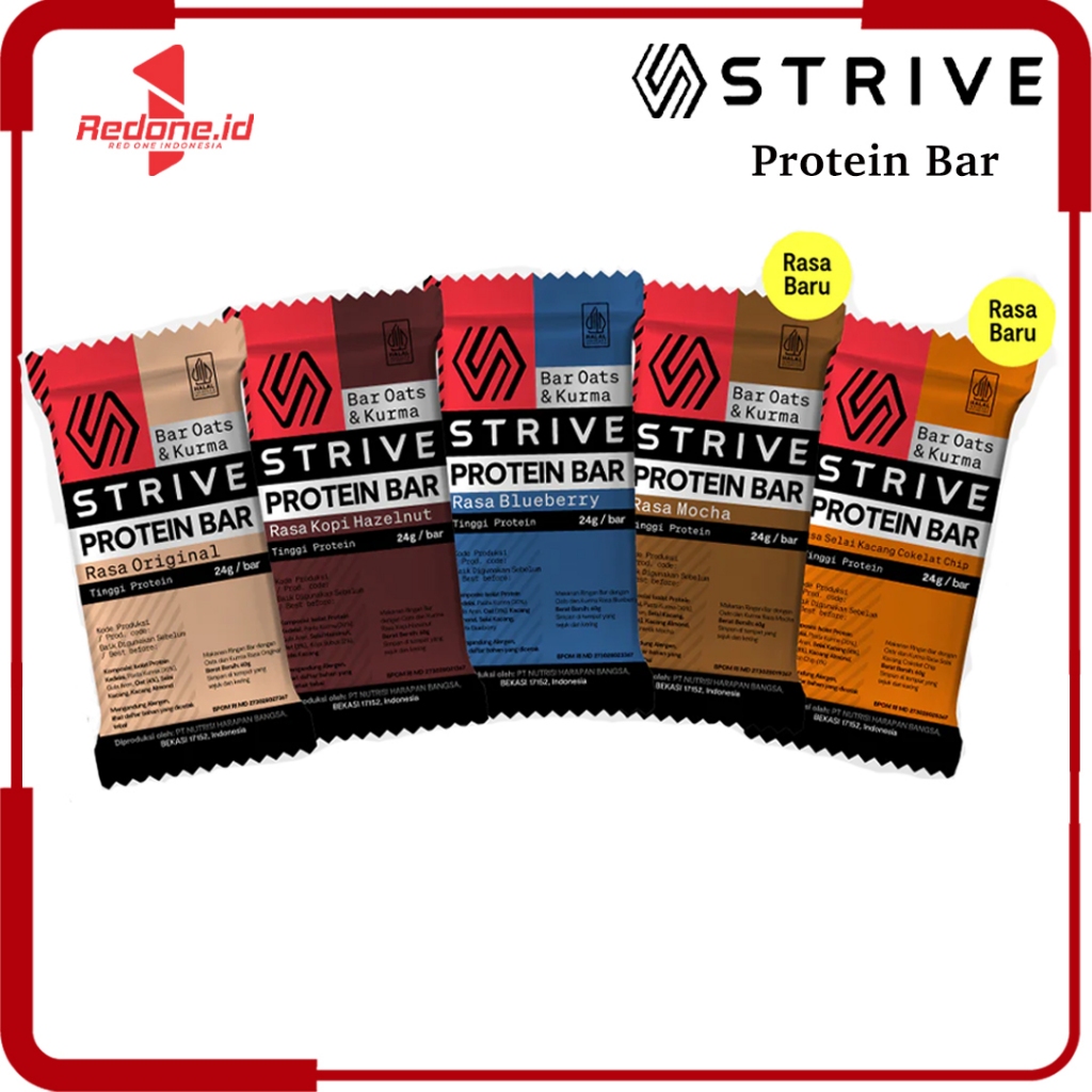 

Strive Protein Bar 24gram BPOM Halal