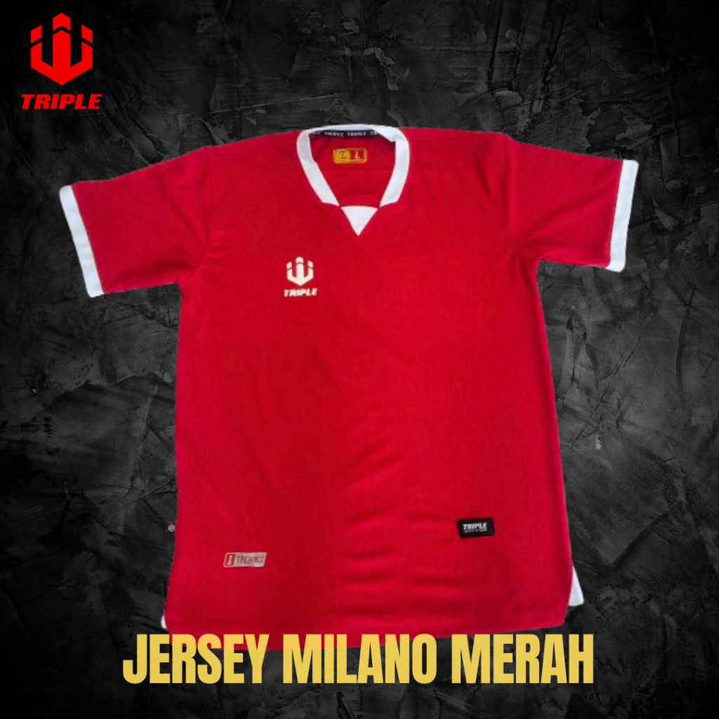 Jersey Futsal dan Sepak Bola Stok Terbaru Dari Triple Sport Apparel Warna Merah - Bahan Milano Premi