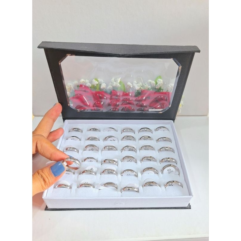 Cincin tunangan belah rotan silver titanium