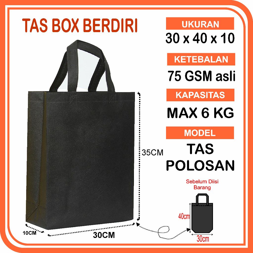 

Tas Spunbond Box 30x40x10 Tas Nikahan goodybag hidangan sirup mie instant gula tahlilan sukuran 4bulanan dll