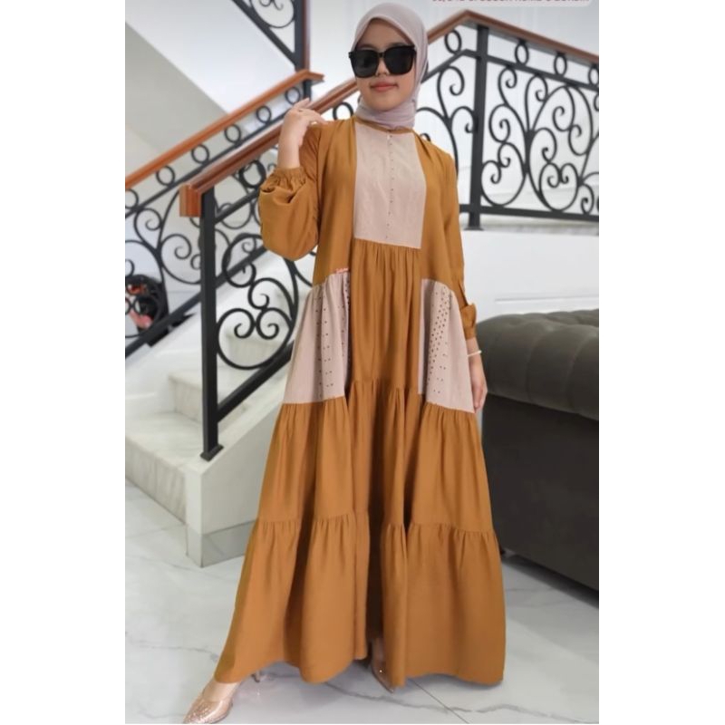 MIDI DRESS SALVINA ORIGINAL PREMIUM/SALVINA TERBARU BUSANA MUSLIM/GAMIS SULTAN MEWAH/BAJU LEBARAN/GA