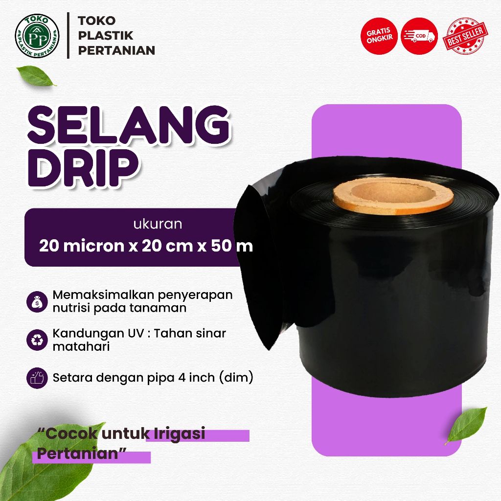Selang Drip 20 micron 4 dim 50 meter - Pipa 4 inch