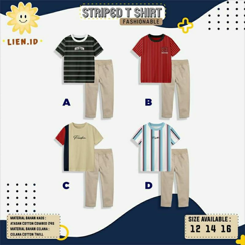 setelan anak laki-laki,setelan Chinos anak laki-laki,setelan kaos stripped anak,setelan keren anak l