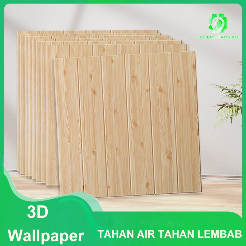 Wallpaper dinding 3d Motif 70x70cm kayu Wood Foam Dekorasi Kamar Murah  Wallfoam Stiker Foam 3D Prem